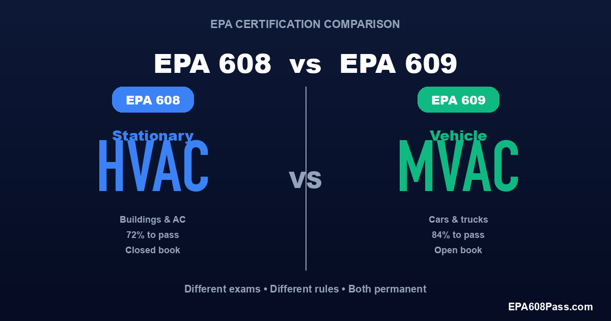 EPA 608 vs 609: Which Certification Do You Need? (2026)