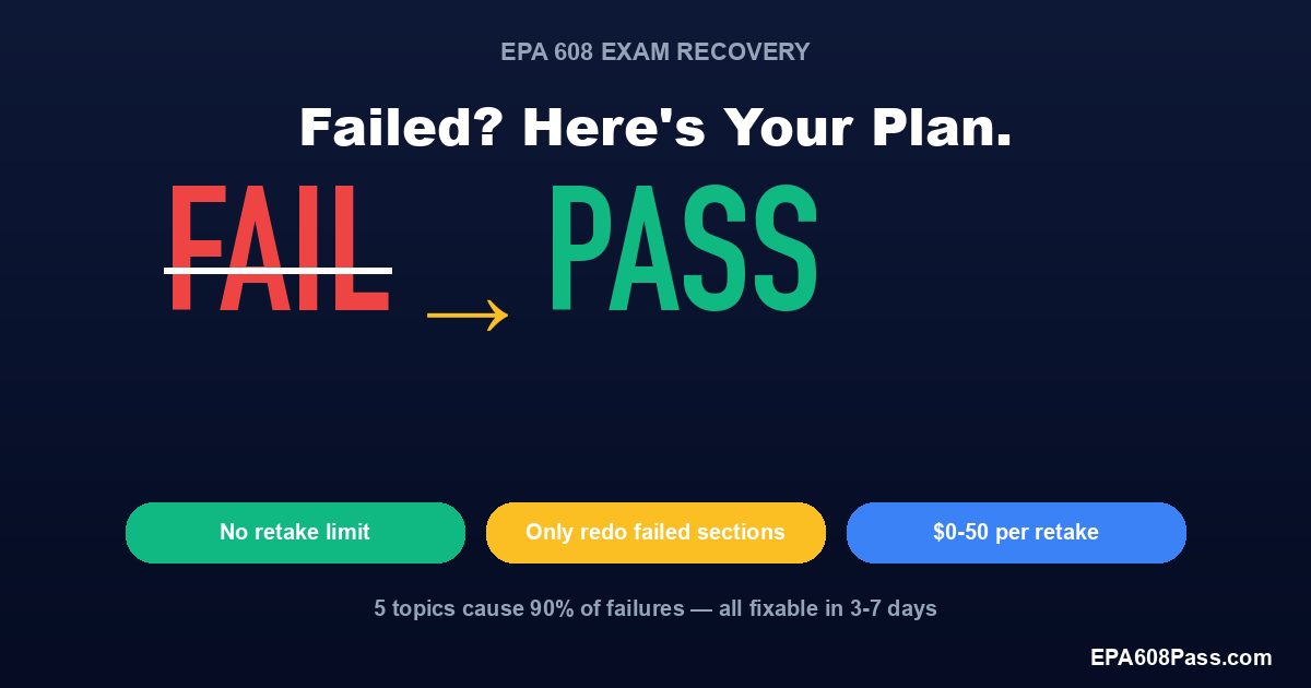 Failed EPA 608? How to Retake & Pass (2026 Guide)